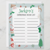 Editable Kids Holiday Christmas Wish List (Front)