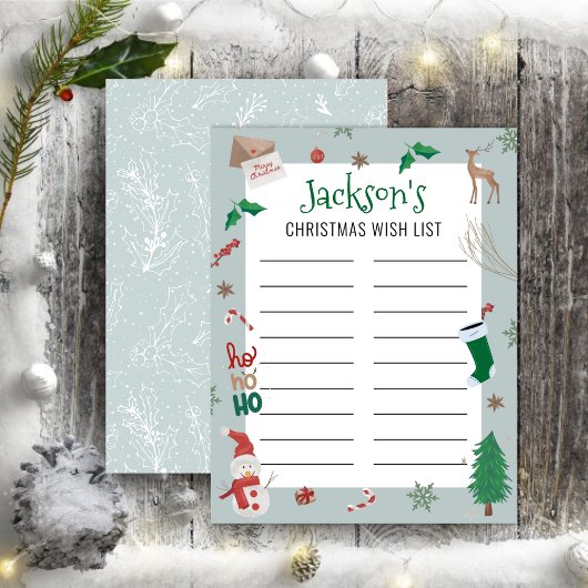 Editable Kids Holiday Christmas Wish List