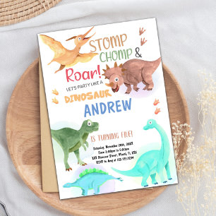 Editable Kids Party Card with T-Rex & Jungle Theme