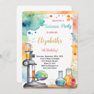 Editable Kids Science Birthday Party  Invitation
