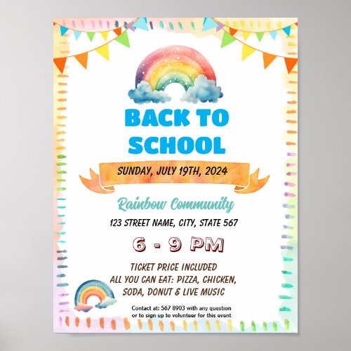 Editable Kindness rainbow school flyer Poster