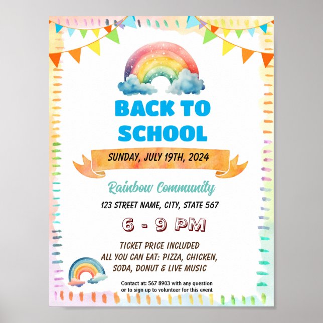 Editable Kindness rainbow school flyer Poster (Front)
