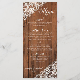EDITABLE LACE COLOR Rustic Wood Wedding Menu