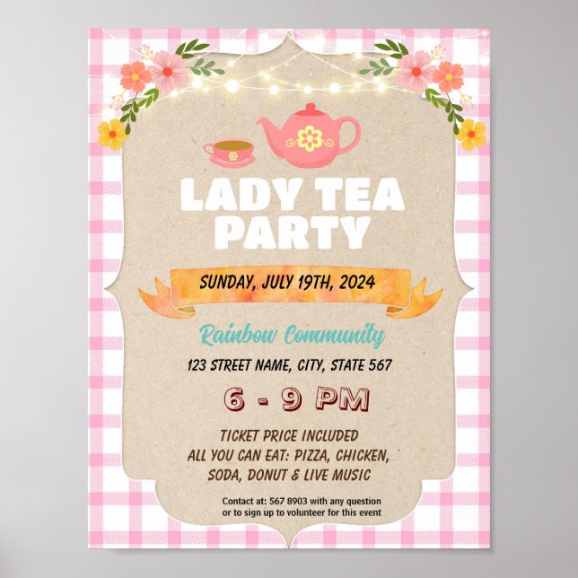 Editable Ladies tea event flyer Poster (Front)