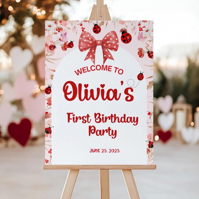 Editable Lady Bug Birthday Welcome Sign Little Bug (Creator Uploaded)