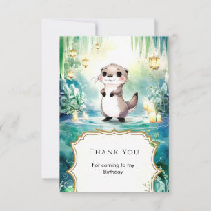 Editable Lake Otter Birthday Thank You Card