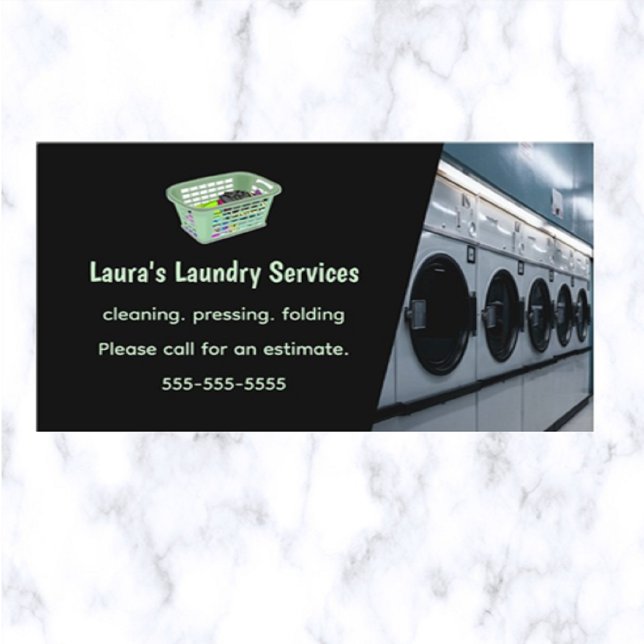 Editable Laundry Services  Business Card (Creator Uploaded)