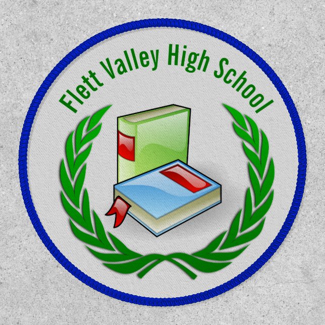 Editable Laurel Leaves and Books School Patch (Front)