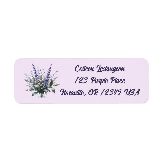 Editable Lavender and Lily of the Valley Address Label (Front)
