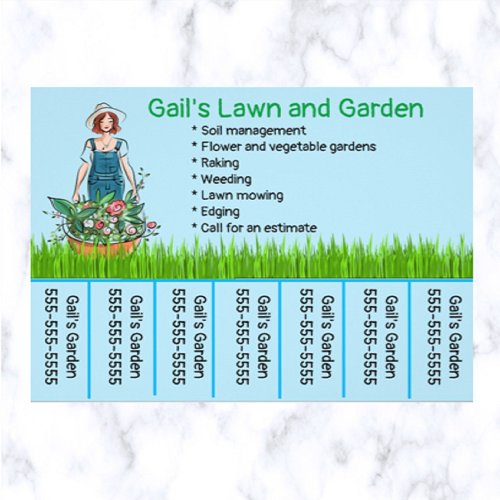 Editable Lawn and Garden Care Phone Number Flyer