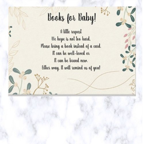 Editable Leaves Babys Library Enclosure Card