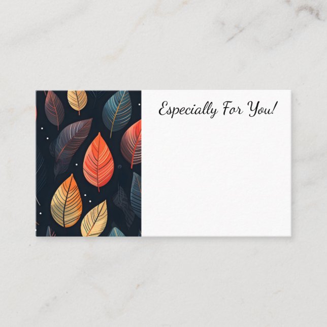 Editable Leaves Flower Shop Bouquet Message Card (Front)