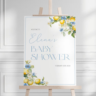 Editable Lemon Baby Shower Welcome Sign, Minimalis Foam Board