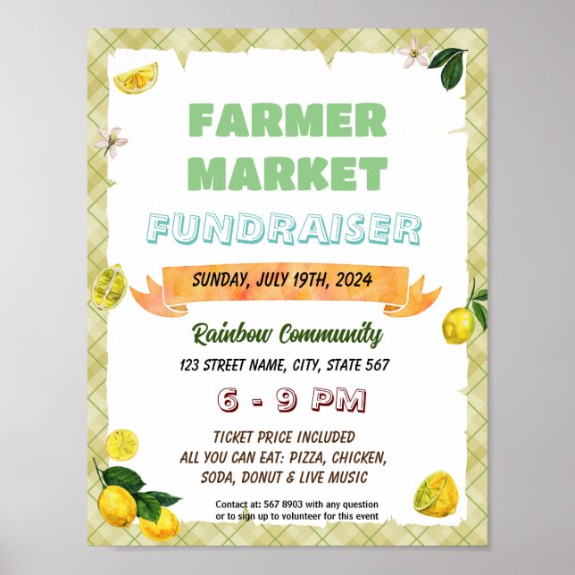 Editable lemon school event flyer  poster (Front)