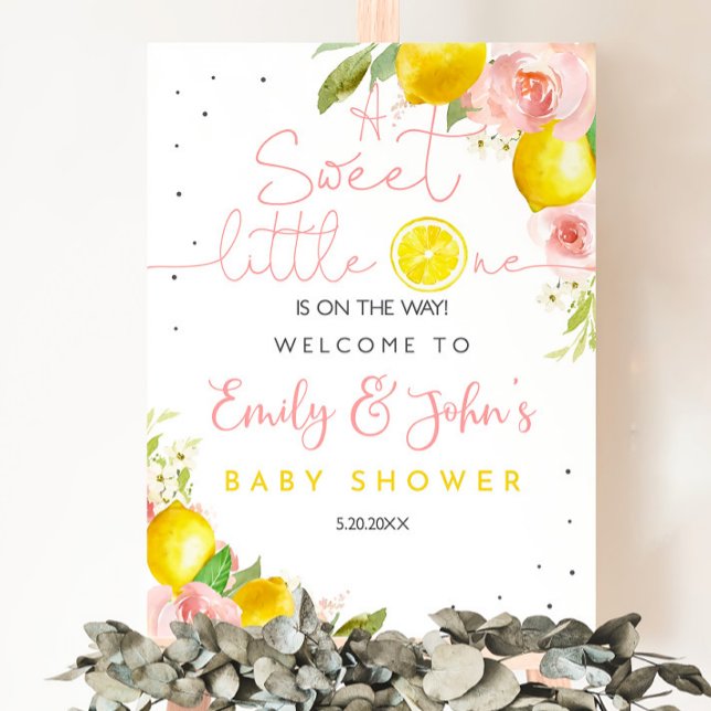 Editable Lemon Welcome sign Pink Lemon Baby shower (Creator Uploaded)