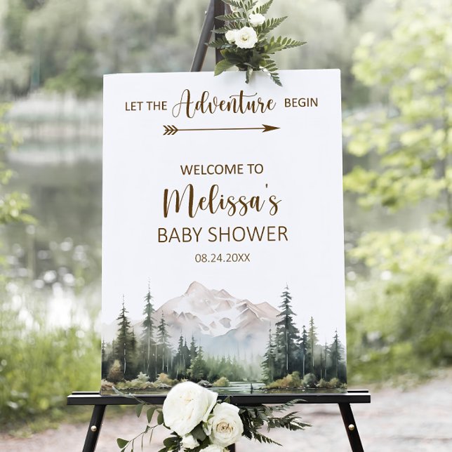 Editable Let The Adventure Begin Forest Baby Showe Foam Board (Creator Uploaded)
