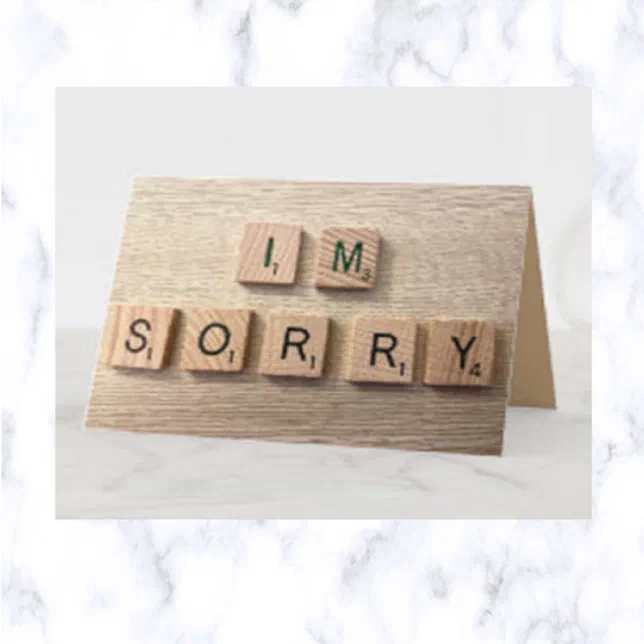 Editable Letter Tiles Sorry Apology Card | Zazzle