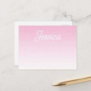 (Editable) Light Pink Color Ombre & Your Text Announcement Postcard