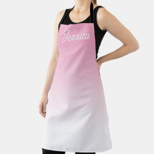(Editable) Light Pink Color Ombre & Your Text Apron