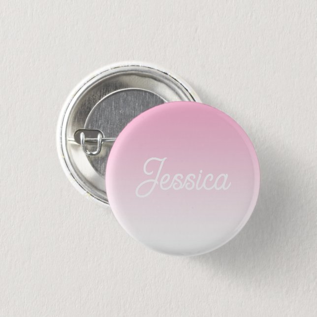 (Editable) Light Pink Color Ombre & Your Text Button (Front & Back)
