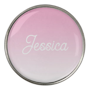 (Editable) Light Pink Color Ombre & Your Text Golf Ball Marker