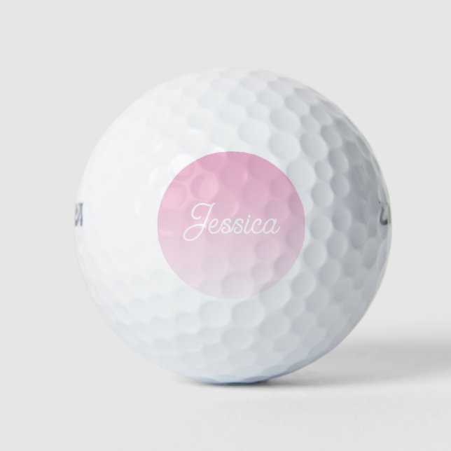 (Editable) Light Pink Color Ombre & Your Text Golf Balls (Front)