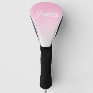 (Editable) Light Pink Color Ombre & Your Text Golf Head Cover