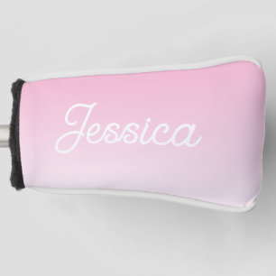 (Editable) Light Pink Color Ombre & Your Text Golf Head Cover