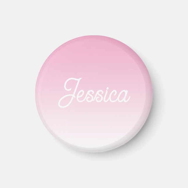 (Editable) Light Pink Color Ombre & Your Text Magnet (Front)
