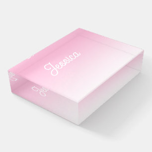(Editable) Light Pink Color Ombre & Your Text Paperweight