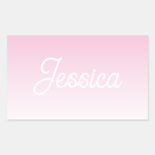 (Editable) Light Pink Color Ombre & Your Text Rectangular Sticker