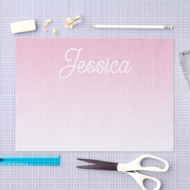(Editable) Light Pink Color Ombre & Your Text Tissue Paper (Craft)