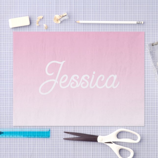 (Editable) Light Pink Color Ombre & Your Text Tissue Paper (Craft)