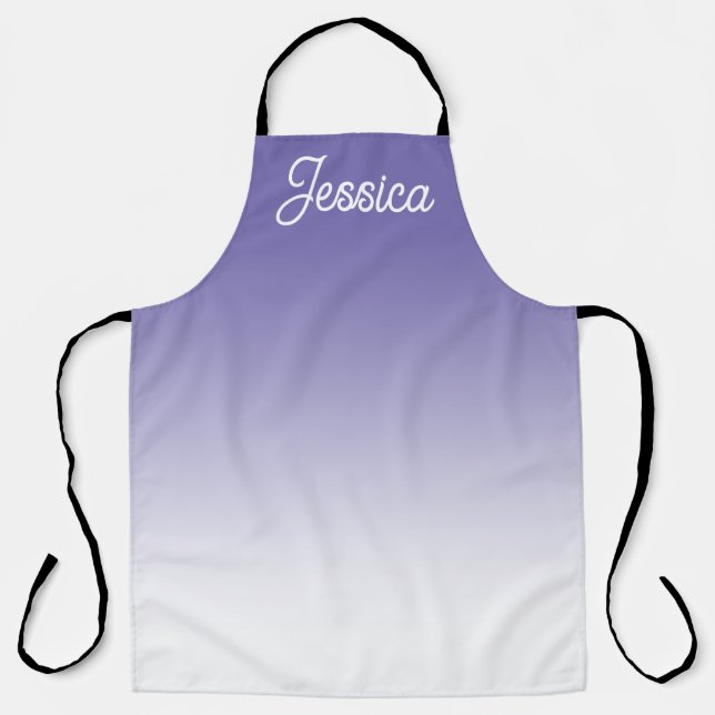 (Editable) Light Purple Color Ombre & Your Text Apron (Front)