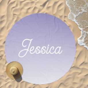 (Editable) Light Purple Color Ombre & Your Text Beach Towel