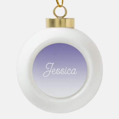 Editable Light Purple Color Ombre  Your Text Ceramic Ball Christmas Ornament