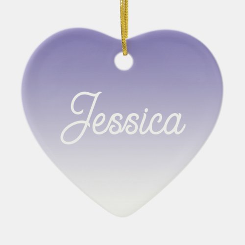 Editable Light Purple Color Ombre  Your Text Ceramic Ornament