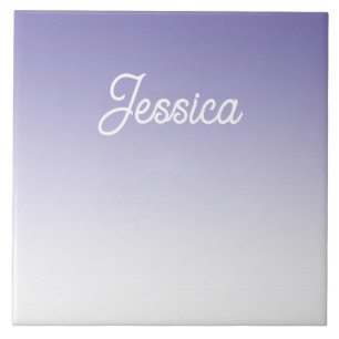 (Editable) Light Purple Color Ombre & Your Text Ceramic Tile