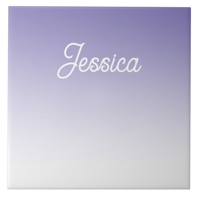 (Editable) Light Purple Color Ombre & Your Text Ceramic Tile (Front)