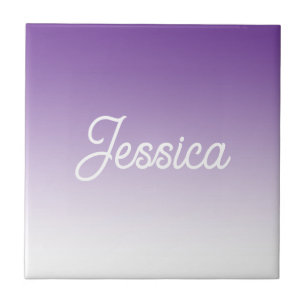 (Editable) Light Purple Color Ombre & Your Text Ceramic Tile