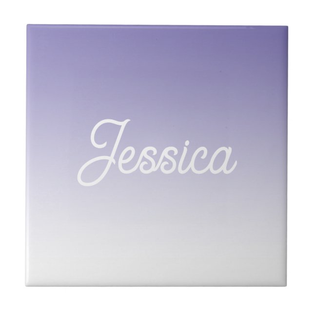 (Editable) Light Purple Color Ombre & Your Text Ceramic Tile (Front)