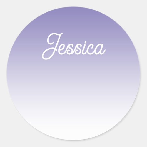Editable Light Purple Color Ombre  Your Text Classic Round Sticker
