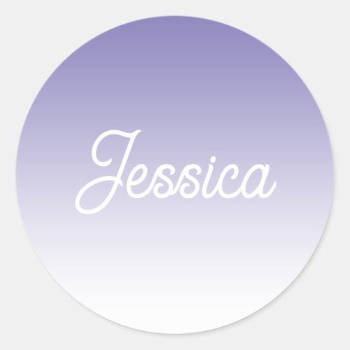 Editable Light Purple Color Ombre  Your Text Classic Round Sticker