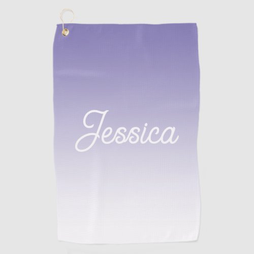Editable Light Purple Color Ombre  Your Text Golf Towel