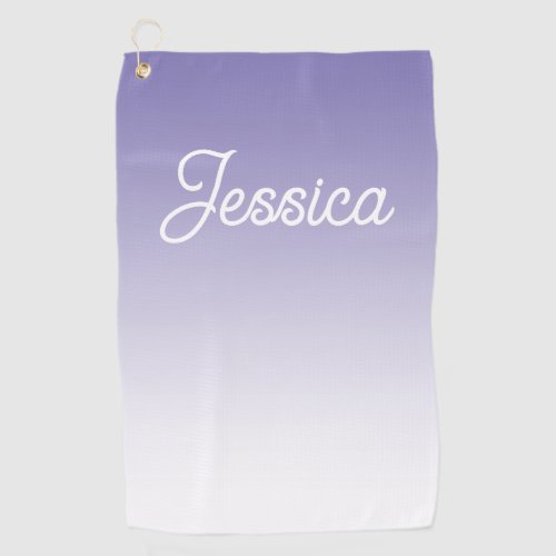 Editable Light Purple Color Ombre  Your Text Golf Towel