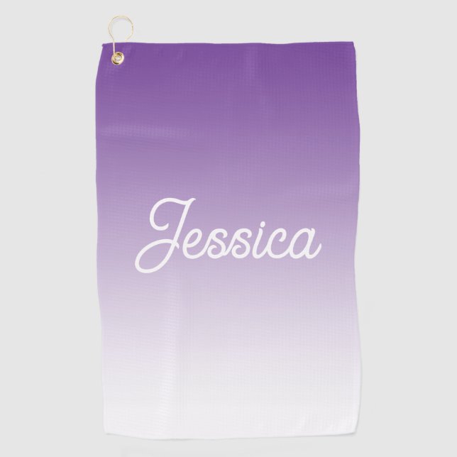 (Editable) Light Purple Color Ombre & Your Text Golf Towel (Front)