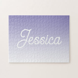 (Editable) Light Purple Color Ombre & Your Text Jigsaw Puzzle