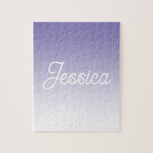 (Editable) Light Purple Color Ombre & Your Text Jigsaw Puzzle