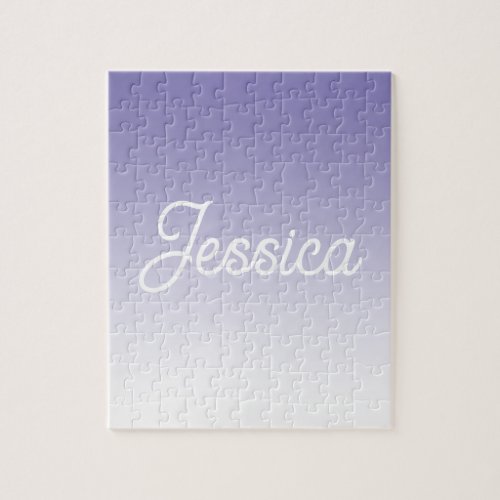 Editable Light Purple Color Ombre  Your Text Jigsaw Puzzle