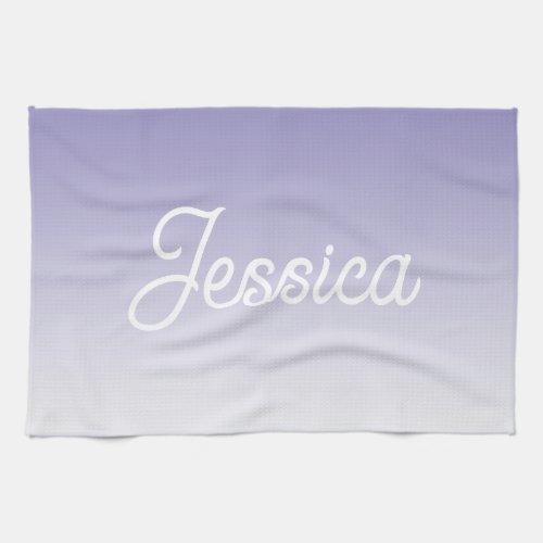 Editable Light Purple Color Ombre  Your Text Kitchen Towel